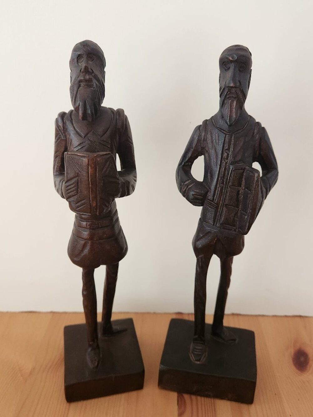 Pair of Vintage Carved Wood Cervantes